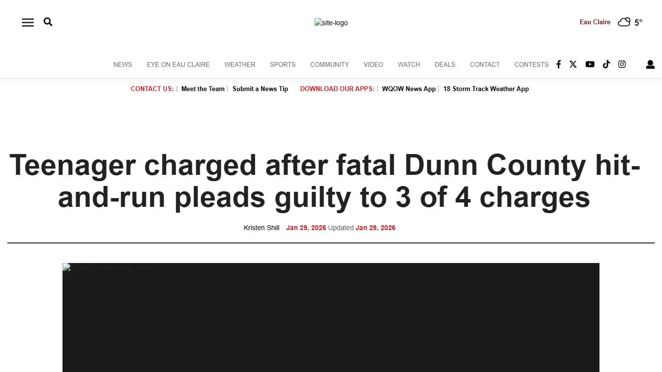 Teenager charged after fatal Dunn County hit-and-run pleads guilty to 3 of 4 charges Crime and Courts wqow.com